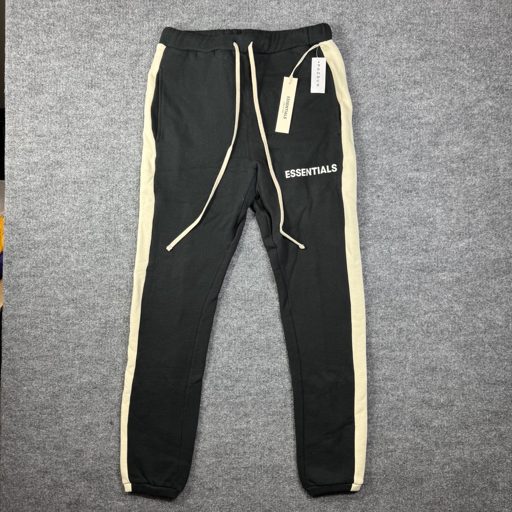 Essentials Jogger Pants Men Small Black Cotton Fleece Lined Gym Running Training